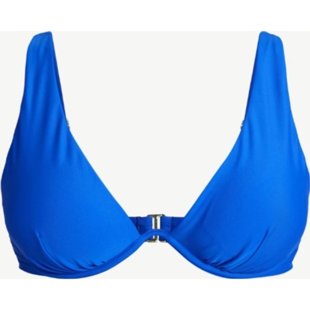 Time and Tru Bikini Swim Top Womens 2X Blu Blaze Underwire Front Clasp Support